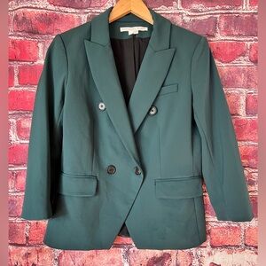 Veronica Beard Amos Double-Breasted Dickey Jacket - Forest Green